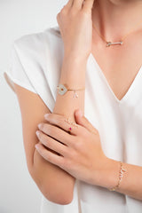 Falling in Love, Alphabet Diamonds Heart Bangle in letter A