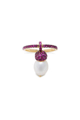 Unique Edition Yellow Gold, Ruby, Pearl ring