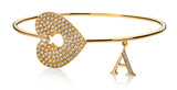 Falling in Love, Alphabet Diamonds Heart Bangle in letter A