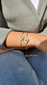 Falling in Love, Alphabet Diamonds Heart Bangle in letter A