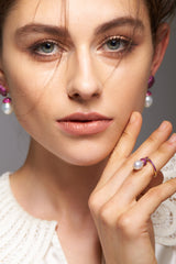 Unique Edition Yellow Gold, Ruby, Pearl ring