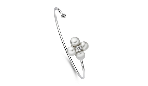 Breeze of pearls , open pearls flower bangle