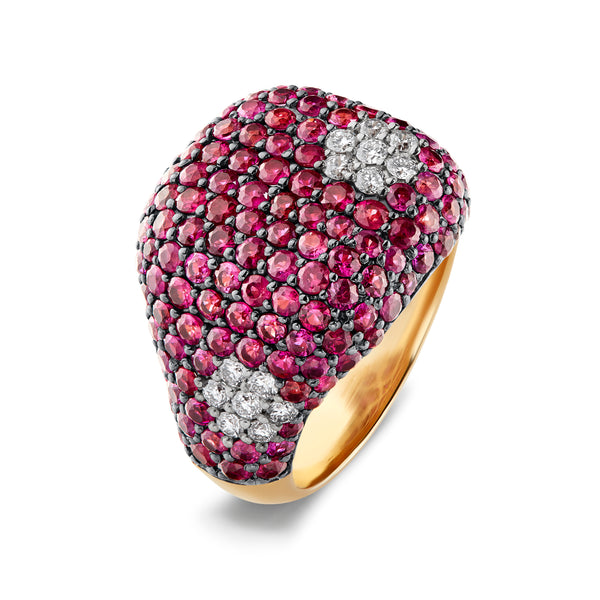 Unique Edition Yellow Gold, Diamonds and Ruby ring