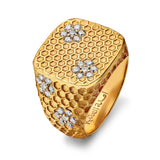 Honey Comb Blooms Yellow Gold Infusion Signet Ring