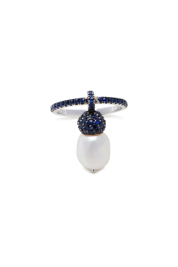 Unique Edition White Gold, Blue Sapphire Pearl ring