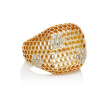 Honey Comb Blooms Embrace Signet Ring