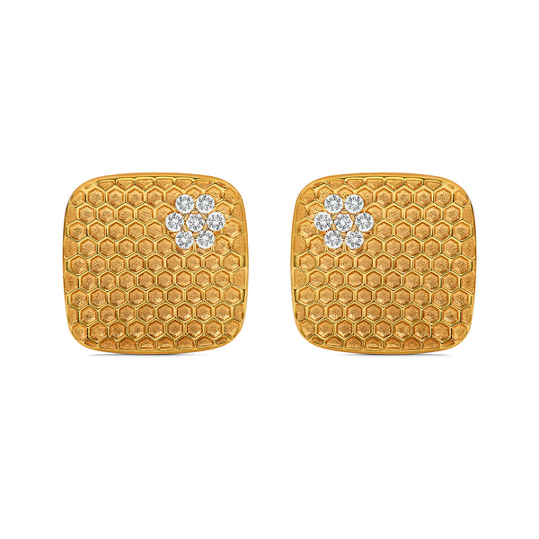 Honey Comb Blooms Yellow Gold infusion earrings