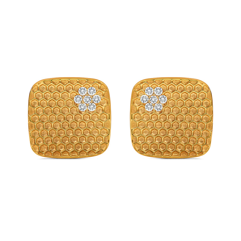 Honey Comb Blooms Yellow Gold infusion earrings