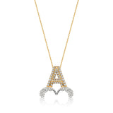 Bow wave full diamonds necklace in letter A