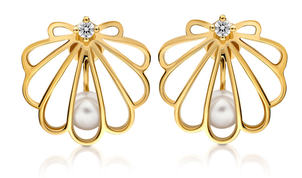 Seashell Pearl earrings L