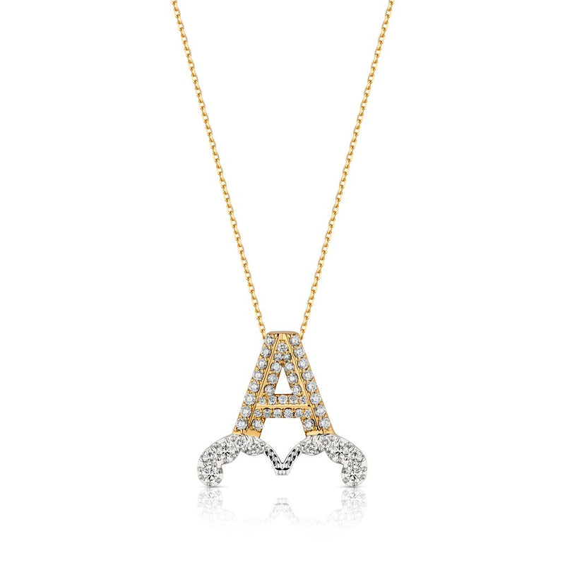 Bow wave full diamonds necklace in letter A