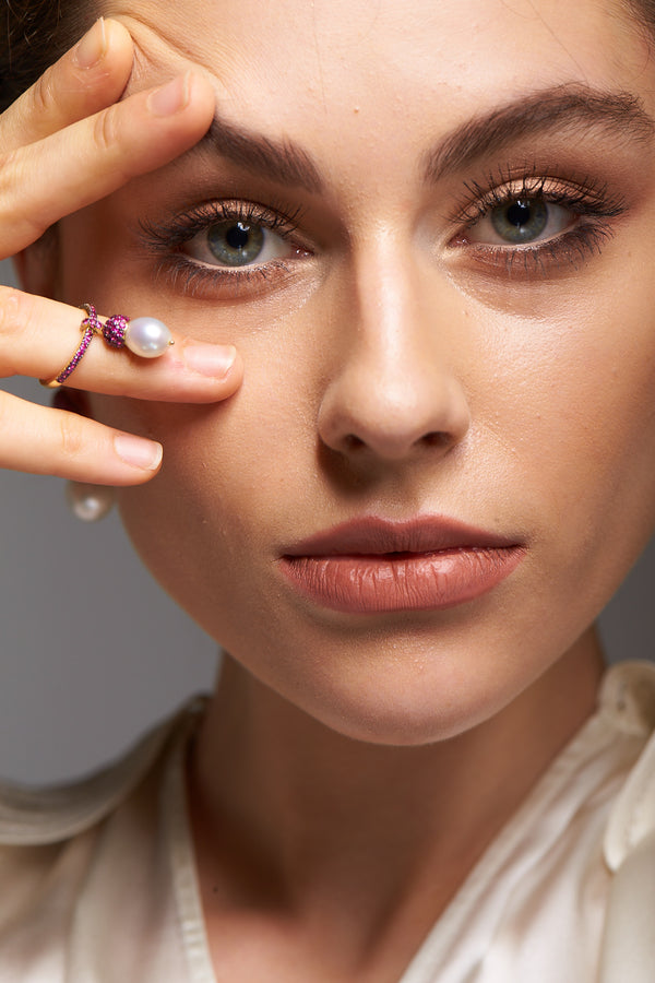 Unique Edition Yellow Gold, Ruby, Pearl ring